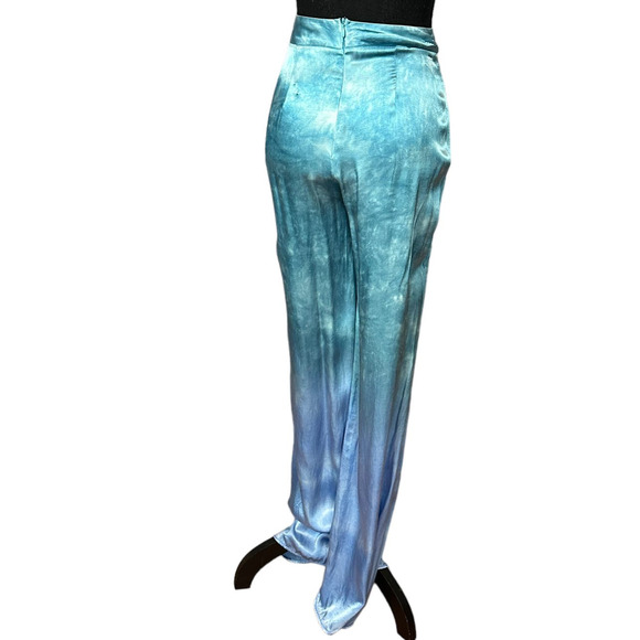 Rays for Days Blue Satin Flare Pant SMALL Ombre Split Cuff  Flare Retro 70s Boho - Picture 6 of 10